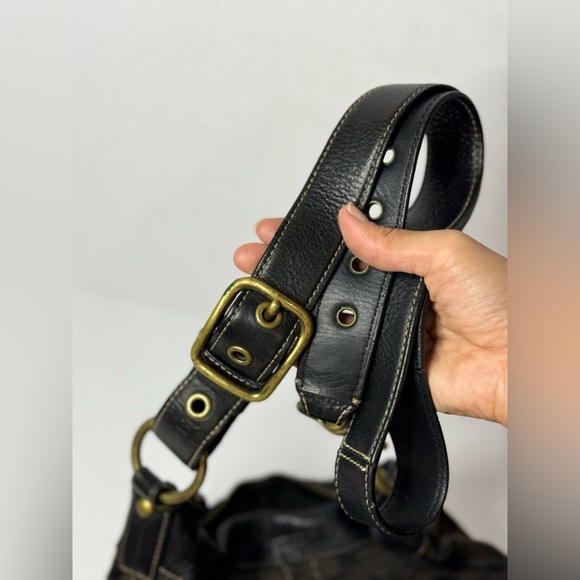 Coach Leather Trim Black Signature Logo Crossbody Bag G065-10402 - Picture 4 of 9